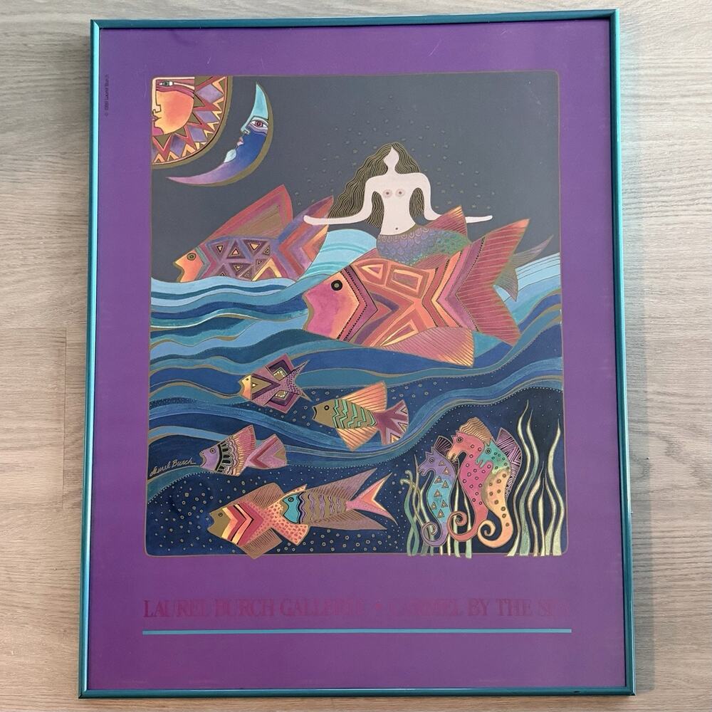 Laurel Burch Gallerie The Sea Goddess Carmel By The Sea Poster Framed 1989 20x26